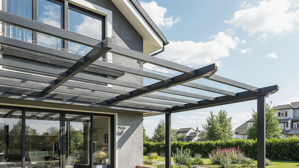 Terrassenüberdachung mit Montage in der Nähe - Glasüberdachung über schöner Terrasse