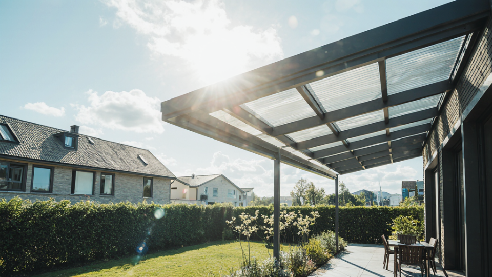 Terrassenüberdachung mit Montage in der Nähe - Glasüberdachung von unten