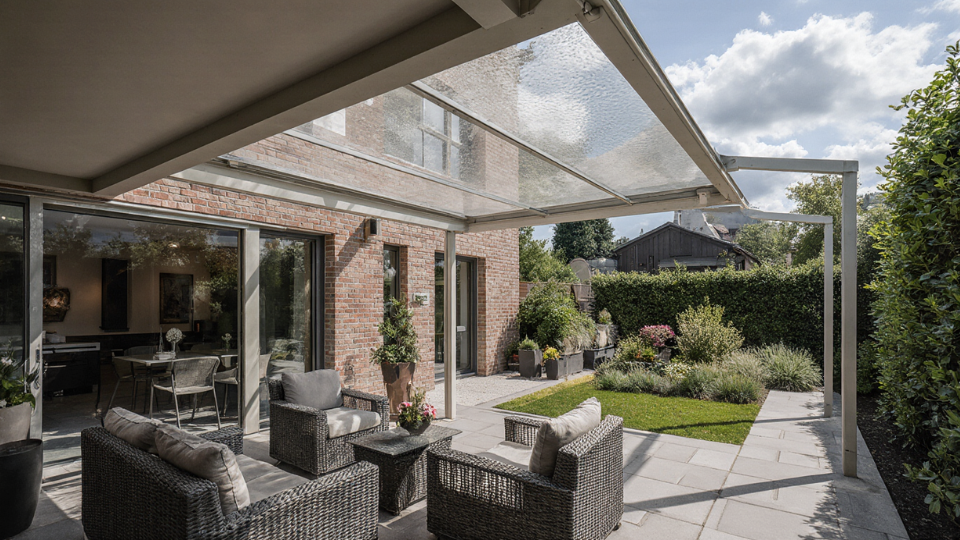 Terrassenüberdachung mit Montage in der Nähe - Älteres Überdachungsmodell