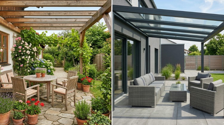 Terrasse neu gestalten - Holz und Alu Überdachung im Vergleich