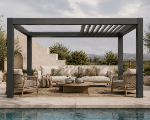 Durchdacht AirCube Open - freistehend auf einer Terrasse